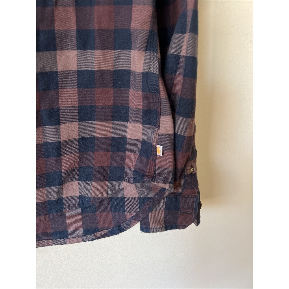 Carhartt Rugged Flex Hamilton Button Up Shirt Flannel Plaid Women's Small 4/6 - Picture 2 of 6